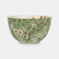 National Trust Gisela Graham Stoneware Bowl, Green Wild Daisy Clearance
