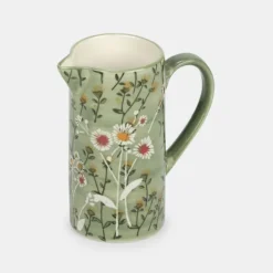 National Trust Gisela Graham Stoneware Jug, Green Wild Daisy Sale