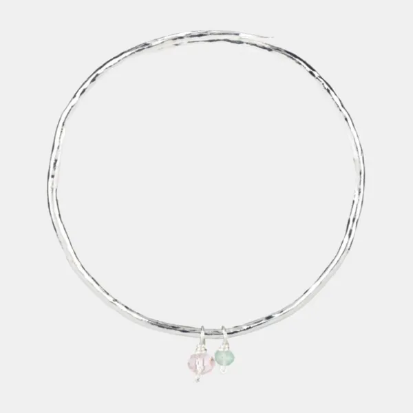 National Trust Just Trade Silver Plated Green and Rose Bead Bangle Discount