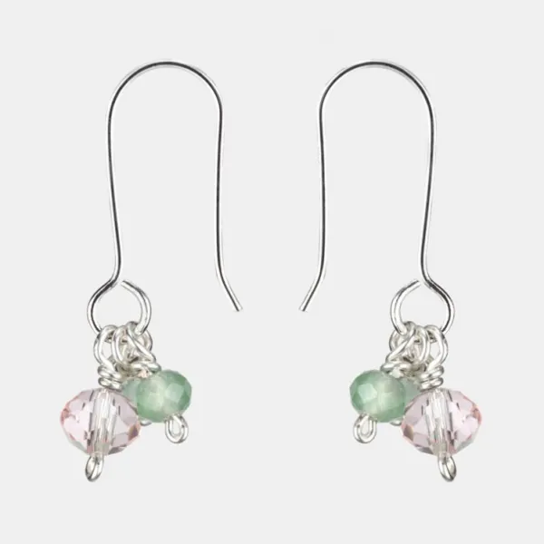 National Trust Just Trade Silver Plated Green and Rose Bead Earrings Sale