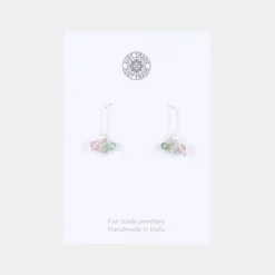 National Trust Just Trade Silver Plated Green and Rose Bead Earrings Sale