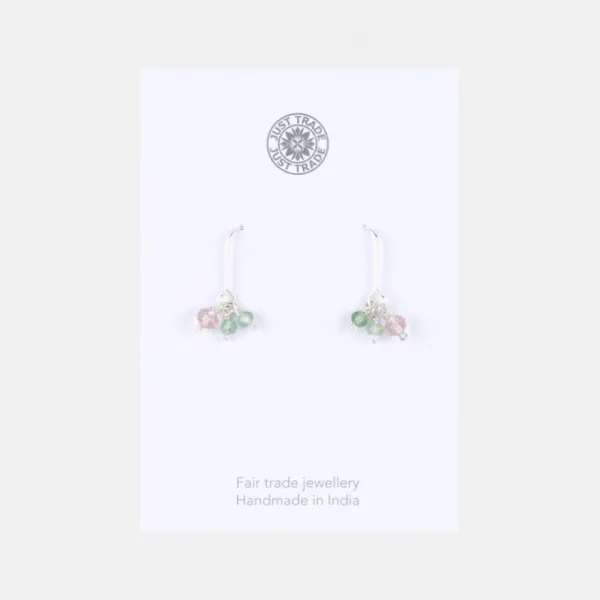 National Trust Just Trade Silver Plated Green and Rose Bead Earrings Sale