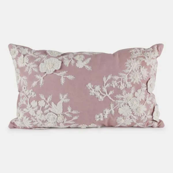 National Trust Embroidered Pink Blossom Cushion Clearance