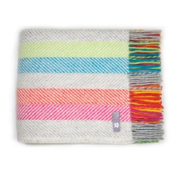 National Trust Fishbone Woollen Throw, Multicolour New