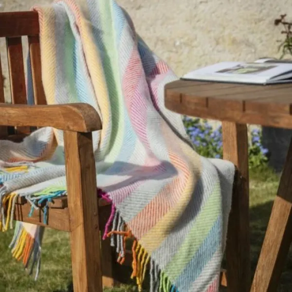 National Trust Fishbone Woollen Throw, Multicolour New