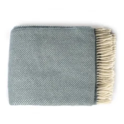 National Trust Herringbone Wool Throw, Petrol Blue Sale