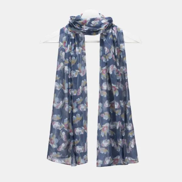 National Trust Peony Bloom Navy Organic Cotton Scarf Hot