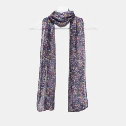 National Trust Quarry Bank Ditsy Floral Purple Silk Scarf Clearance