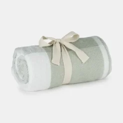National Trust Recycled Polyester Throw, Soft Green Hot