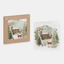 National Trust Rose Castle Cottage Die Cut Fold Out Christmas Cards Box of 5 New