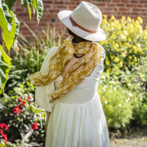 National Trust Yellow Vines Silk Scarf Outlet