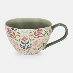 National Trust Ornate Floral Mug, Green New