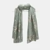 National Trust Peace Of Mind Sage Cow Parsley with Foil Recycled Polyester Scarf Hot