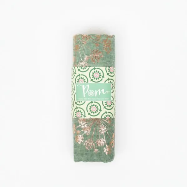 National Trust Peace Of Mind Sage Cow Parsley with Foil Recycled Polyester Scarf Hot