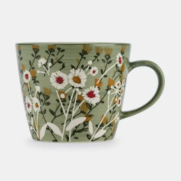 National Trust Stoneware Mug, Green Wild Daisy Online