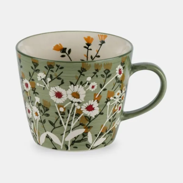 National Trust Stoneware Mug, Green Wild Daisy Online