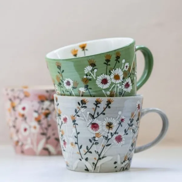 National Trust Stoneware Mug, Green Wild Daisy Online