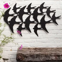 National Trust Swallows Garden Wall Ornament, Matte Black Discount