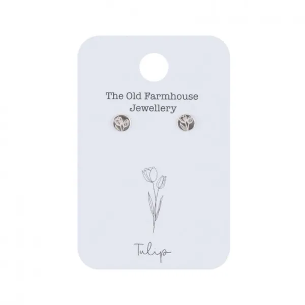 National Trust The Old Farmhouse Jewellery Tulip Sterling Silver Stud Earrings Discount